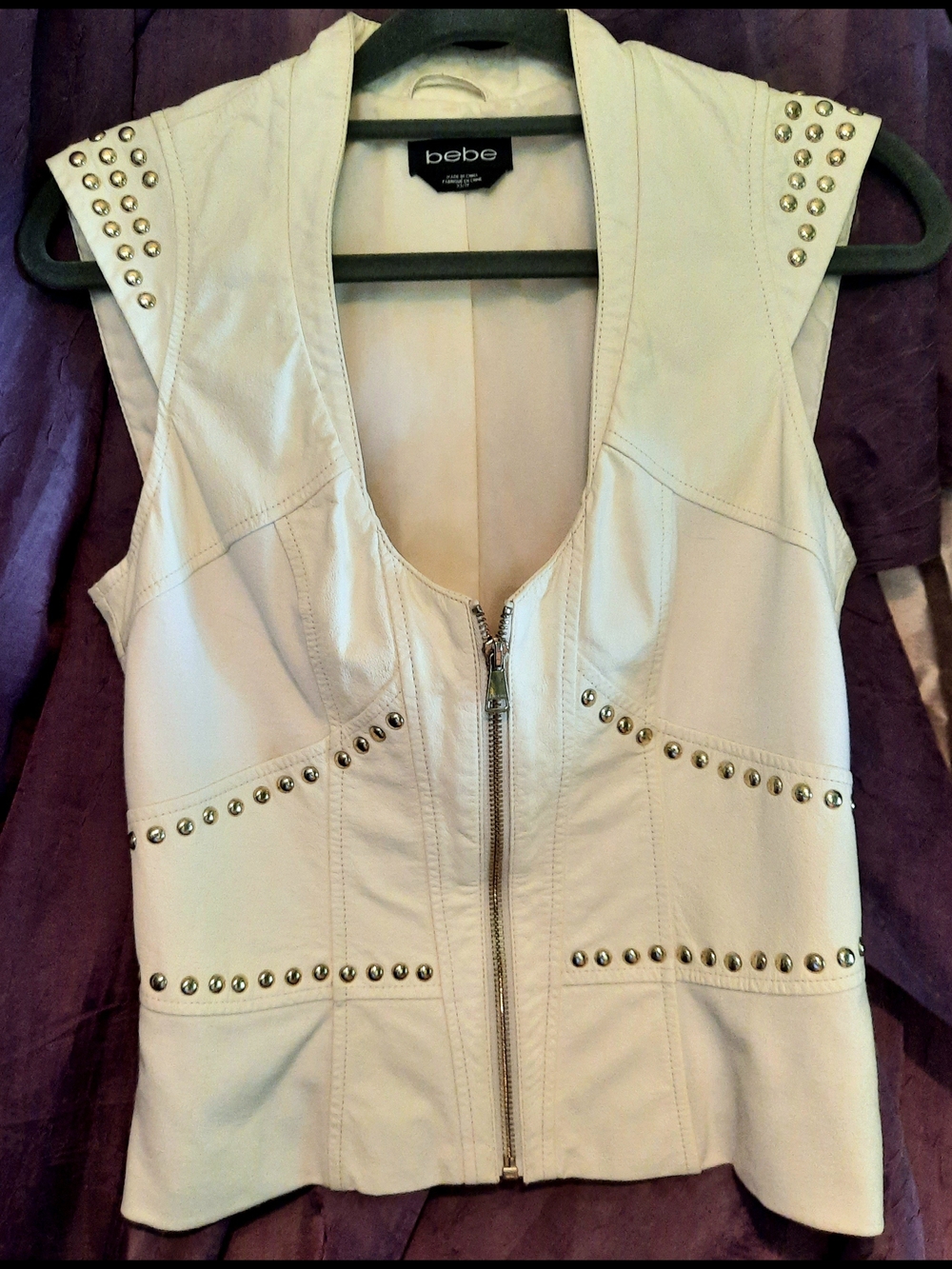 Bebe Y2K G/Leather Studded Moto Corset Vest
